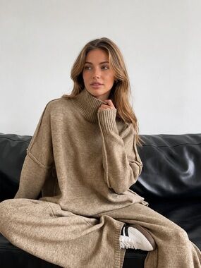 Commense Plain Knit Turtleneck Size S